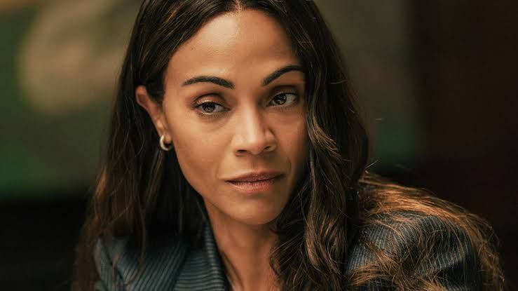 Zoe Saldaña as Joe McNamara in a tense scene from Lioness Season 3.