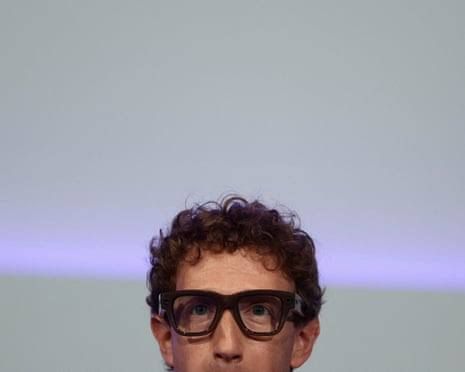 Mark Zuckerberg wearing Meta smart glasses while speaking at a technology event.