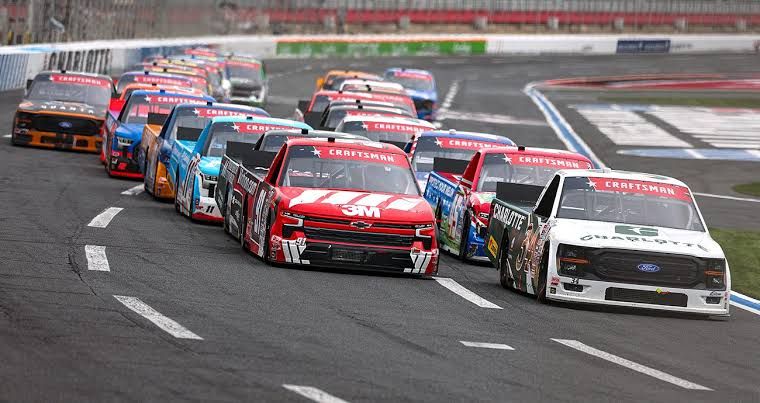A NASCAR truck racing on the track at Naval Base Coronado during the 2026 Craftsman Truck Series season.