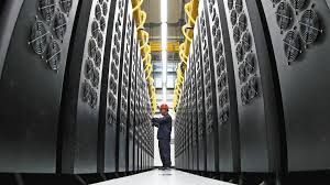 Sugon 8000 server racks at the 2026 World Artificial Intelligence Conference in Shanghai.