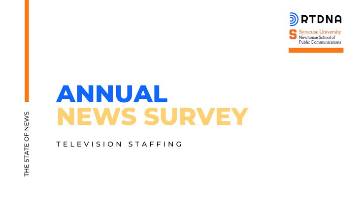 A 2026 staffing report chart showing the downward trend of full-time employees in local television news across 2025.