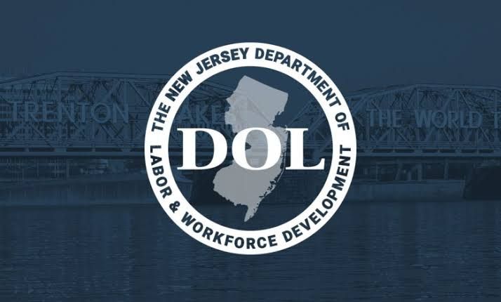 Logo of the New Jersey Department of Labor and Workforce Development on an official state document background.