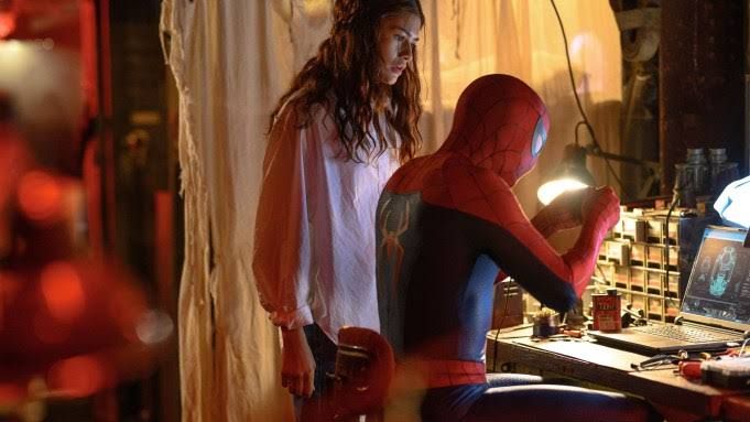 Tom Holland and Zendaya in a scene from Spider-Man: Brand New Day, the film currently leading the summer box office.