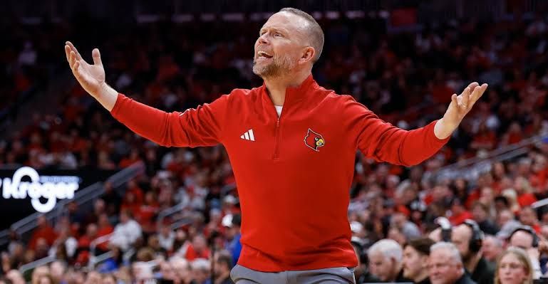 Louisville Cardinals basketball players during a practice session in preparation for their 2026 exhibition tour.