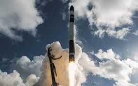 An Electron rocket launching from the Pacific Spaceport Complex in Alaska for a military test mission.