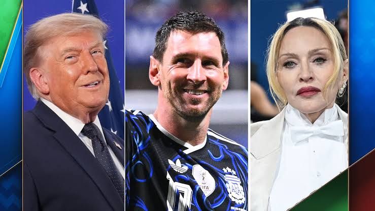 Donald Trump, Lionel Messi, and Madonna featured as key figures ahead of the 2026 World Cup final in the United States.