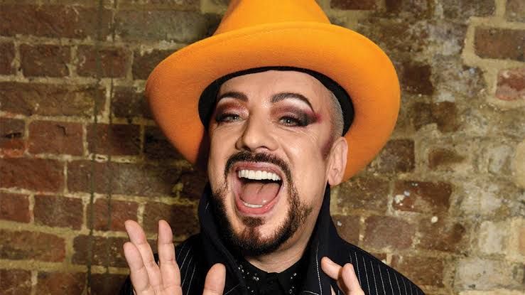 Boy George participating in an interview, shown as the headliner for the London production of Jesus Christ Superstar.