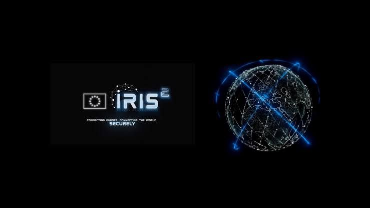 An artist rendition of multiple satellites orbiting the Earth to represent the IRIS2 communications constellation.