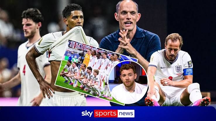 England head coach Thomas Tuchel gestures on the touchline during a tense World Cup semi-final match against Argentina.