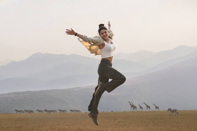 Priyanka Chopra Jonas featured in a character still for the film Varanasi directed by S.S. Rajamouli.