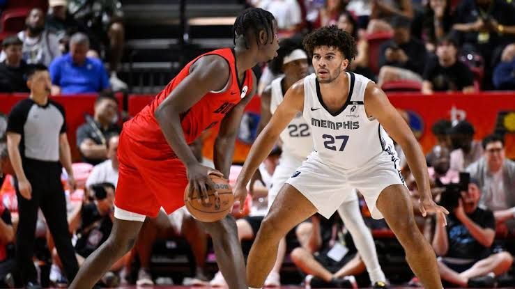 Darryn Peterson discussing his performance and goals for the upcoming season during the NBA Summer League in Las Vegas.