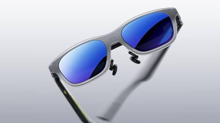Close-up of XREAL xbx a01+ AR glasses showing the sleek frame and display design for international markets.