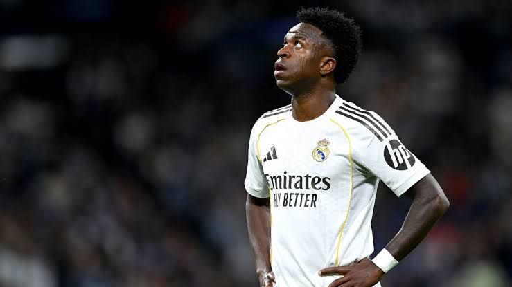 Vinicius Junior playing for Real Madrid during a match in Spain.