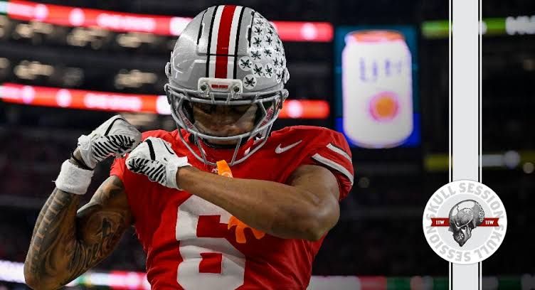 Ohio State head coach Ryan Day looking toward the field during a 2026 preseason practice session.