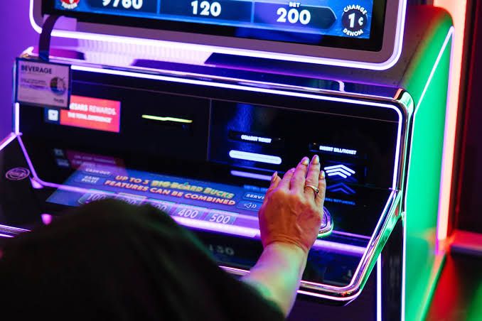 A slot machine inside a Harrah's casino in Oklahoma representing the decline in American gambling participation.