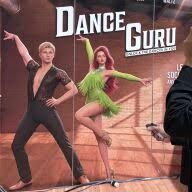 A poster of a virtual dance instructor from the Trip the Light app displayed at the Augmented World Expo.