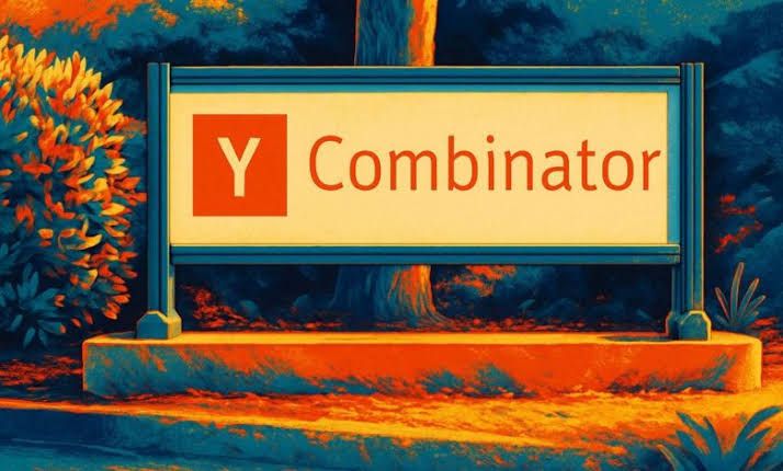 Y Combinator logo displayed on a digital screen during a San Francisco startup conference.