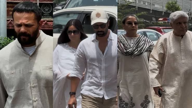 Bollywood celebrities attending the funeral of veteran filmmaker Kukku Kohli in Mumbai.