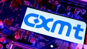 CXMT logo displayed alongside a computer motherboard in a technology-focused illustration.