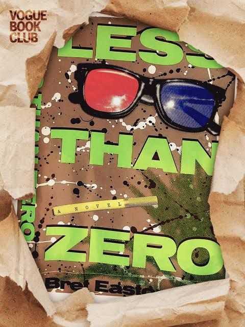 Cover artwork of Bret Easton Ellis's novel Less Than Zero alongside fashion accessories and sunglasses.