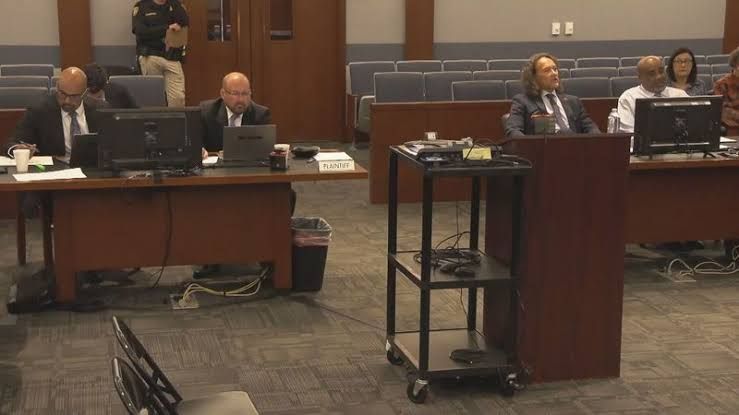 Duane Davis sits in a Clark County courtroom during his murder trial for the 1996 death of Tupac Shakur.