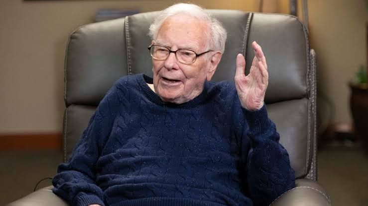 Warren Buffett sitting in an office chair in Omaha, Nebraska during a 2026 CNBC interview.