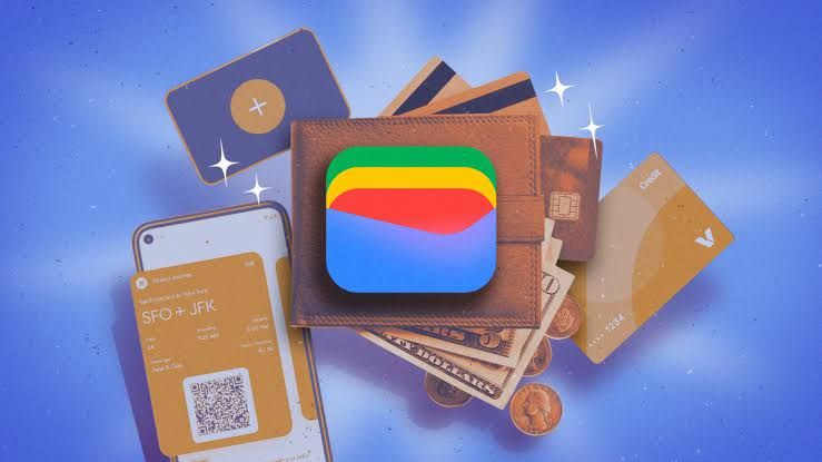 A smartphone screen displaying a variety of digital passes and credit cards within the Google Wallet interface.