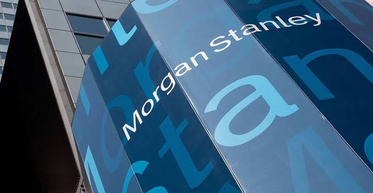Morgan Stanley building sign during a business day in a financial district.