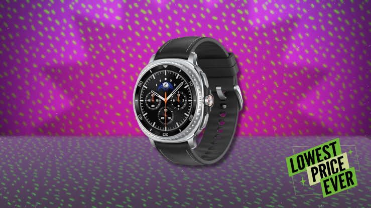 Samsung Galaxy Watch 8 Classic displayed on a colorful background surface.