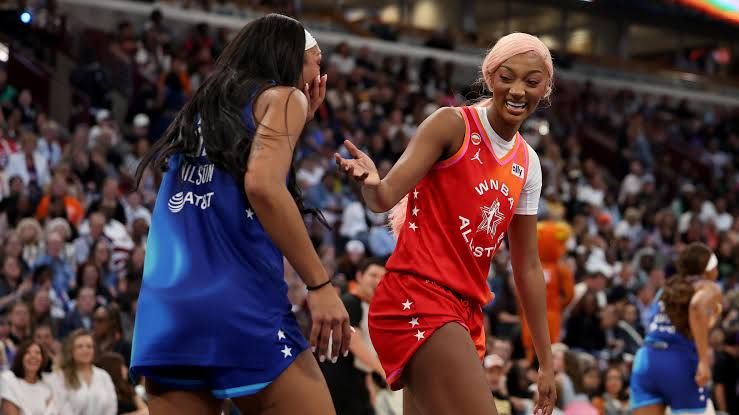 A'ja Wilson playing in the 2026 WNBA All-Star Game in Chicago.