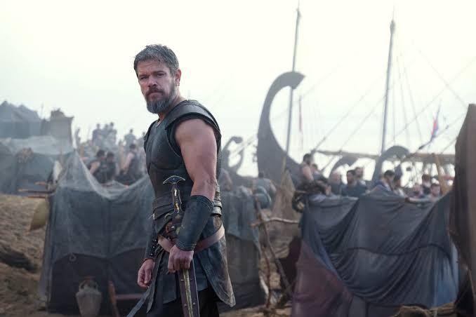 Matt Damon portrays Odysseus in a film scene from the Christopher Nolan adaptation of The Odyssey.