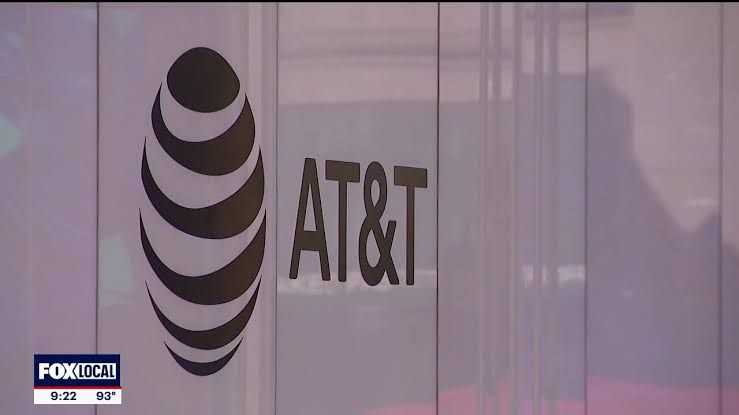 An AT&T service truck parked near a utility pole during repairs following the Dallas internet outage.