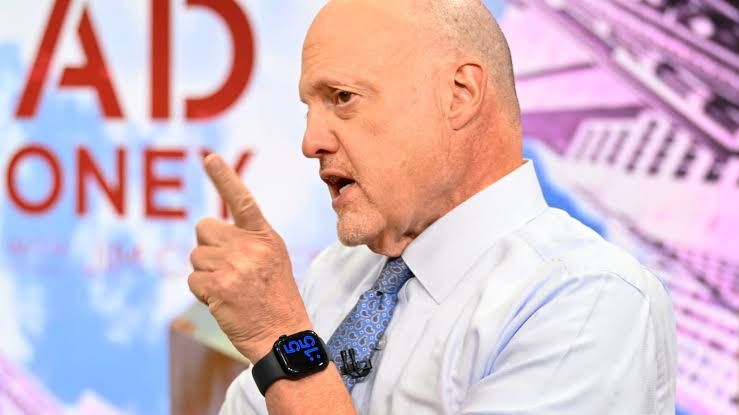 Jim Cramer speaking during the Mad Money television program about current stock market conditions and AI sector trends.