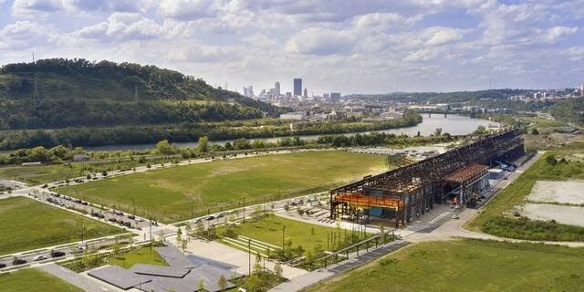 Aerial view of the University of Pittsburgh and Carnegie Mellon campuses representing the new research collaboration.