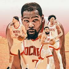 Kevin Durant and teammates during a practice session representing the Houston Rockets competitive rotation.