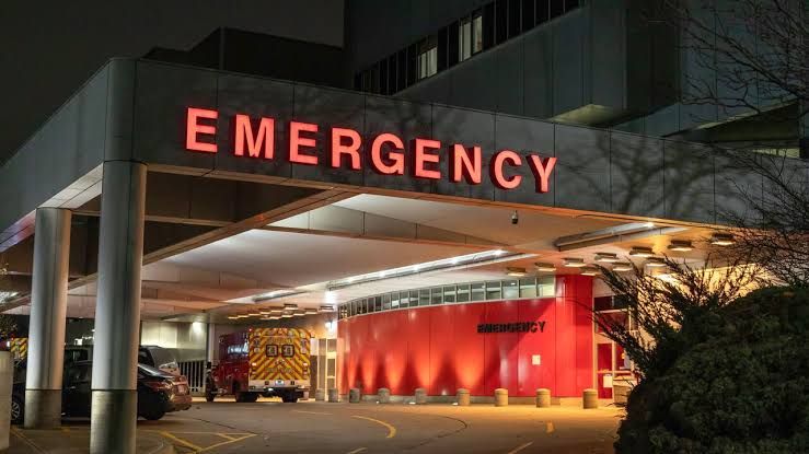 Emergency department hallway at Detroit Receiving Hospital, illustrating the challenges of the American healthcare system.