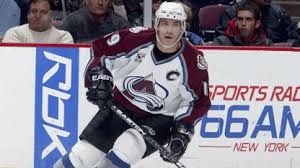 Joe Sakic skating for the Colorado Avalanche during the 1990s.