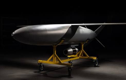 The Anthem cruise missile system developed by defense startup Covenant on display.