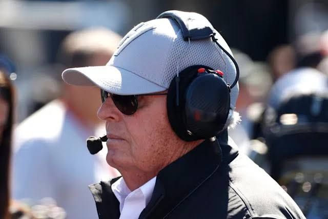 Rick Hendrick speaks with his crew during qualifying for the Bank of America ROVAL 400 at Charlotte Motor Speedway.