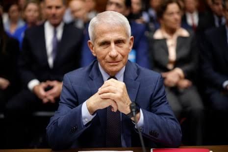 Anthony Fauci testifying at a previous Senate hearing regarding pandemic policy and health safety measures.