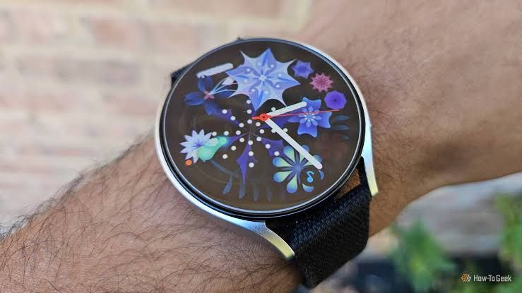 A close-up of a Samsung smartwatch screen displaying a stress chart in the Samsung Health application.