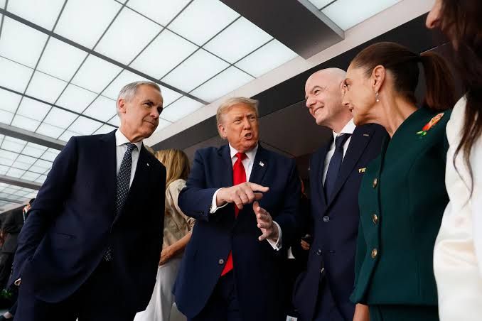 President Donald Trump and Canadian Prime Minister Mark Carney attending the World Cup final in New Jersey.