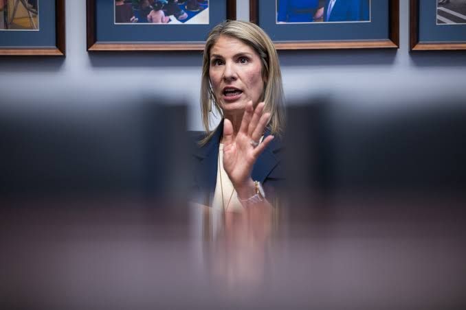 Representative Lori Trahan speaking at an interview regarding AI regulation policy.