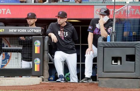 New York Mets interim manager Andy Green standing on the field during a game at Citi Field.