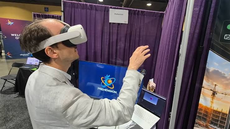 Developer recording hand gestures for a VR project using the Prehension AI SDK inside a Unity interface.