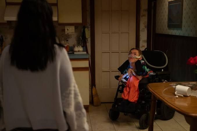 Steve Way sitting in his wheelchair during an interview about his role as Alden in the series Furious.