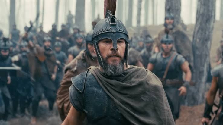 Matt Damon portrays King Odysseus in a scene from the Christopher Nolan film The Odyssey.