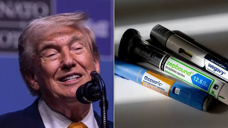Donald Trump standing at a podium during a public briefing where he discusses national drug pricing policies.