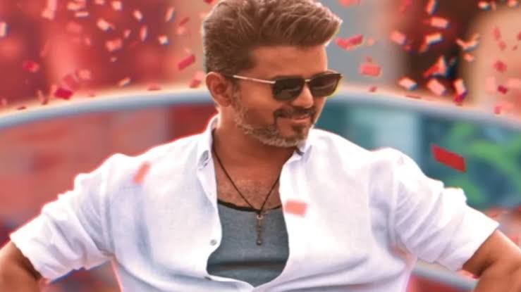 Thalapathy Vijay on screen in a scene from his latest box office hit movie, Jana Nayagan.