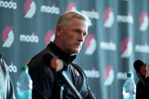 New owner Tom Dundon and Portland Trail Blazers staff during a game at the Moda Center.